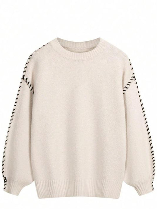 Lunelle Contrast Knit Sweater – Cozy Chic for Fall & Winter